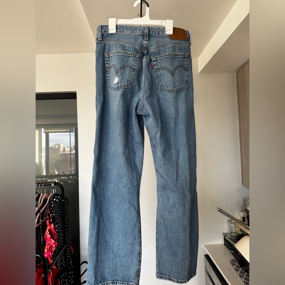 Levi's Ribcage Straight Ankle Jeans Feelin' Cagey Distressed 28 - Picture 5 of 10
